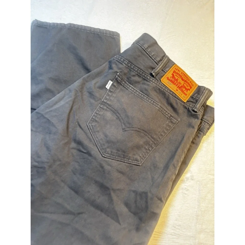 Levi's 505 White Tab Jeans Men's 42x29 Black Straight Rare Zip‎ Classic Fit